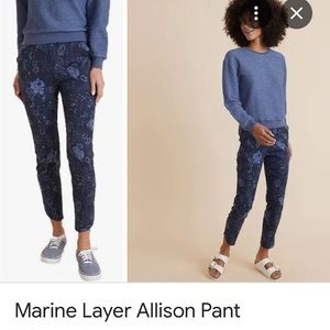 Marine Layer Allison Pull On Ankle Pant Blue Floral